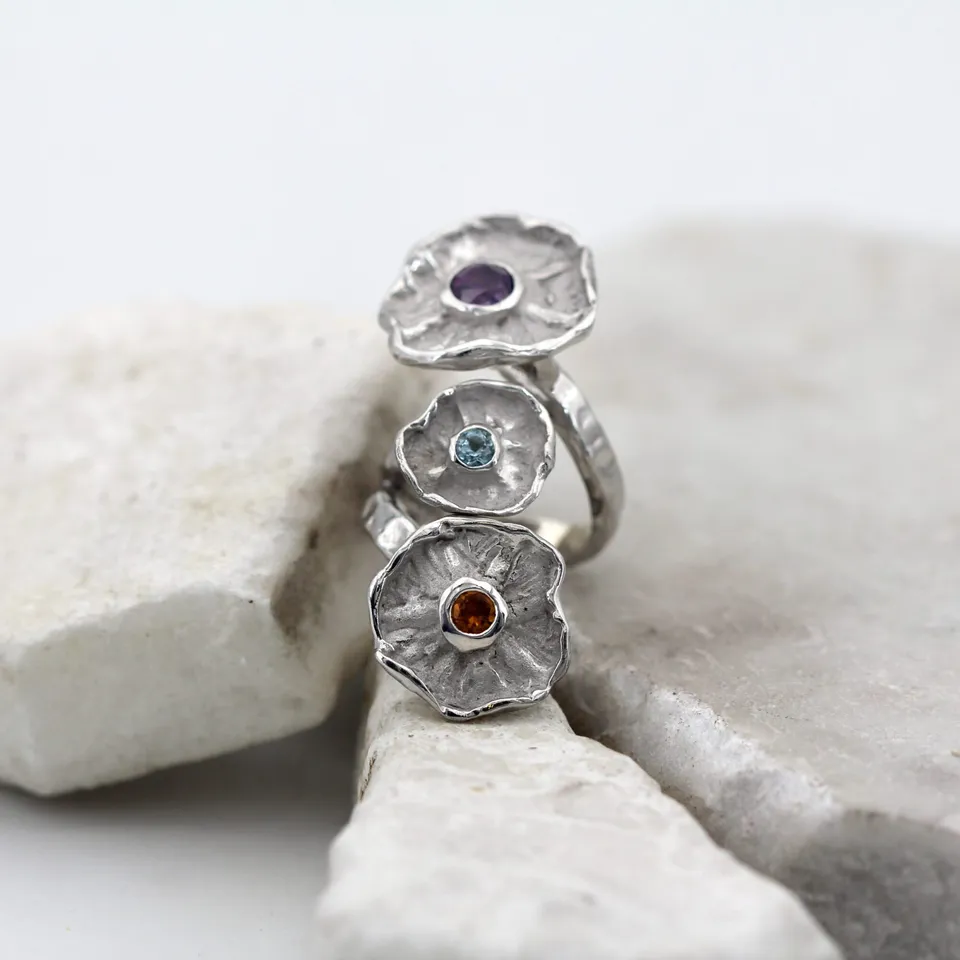 Anna Gioielli Winter Flower Anello argento fiori rotanti 48mm