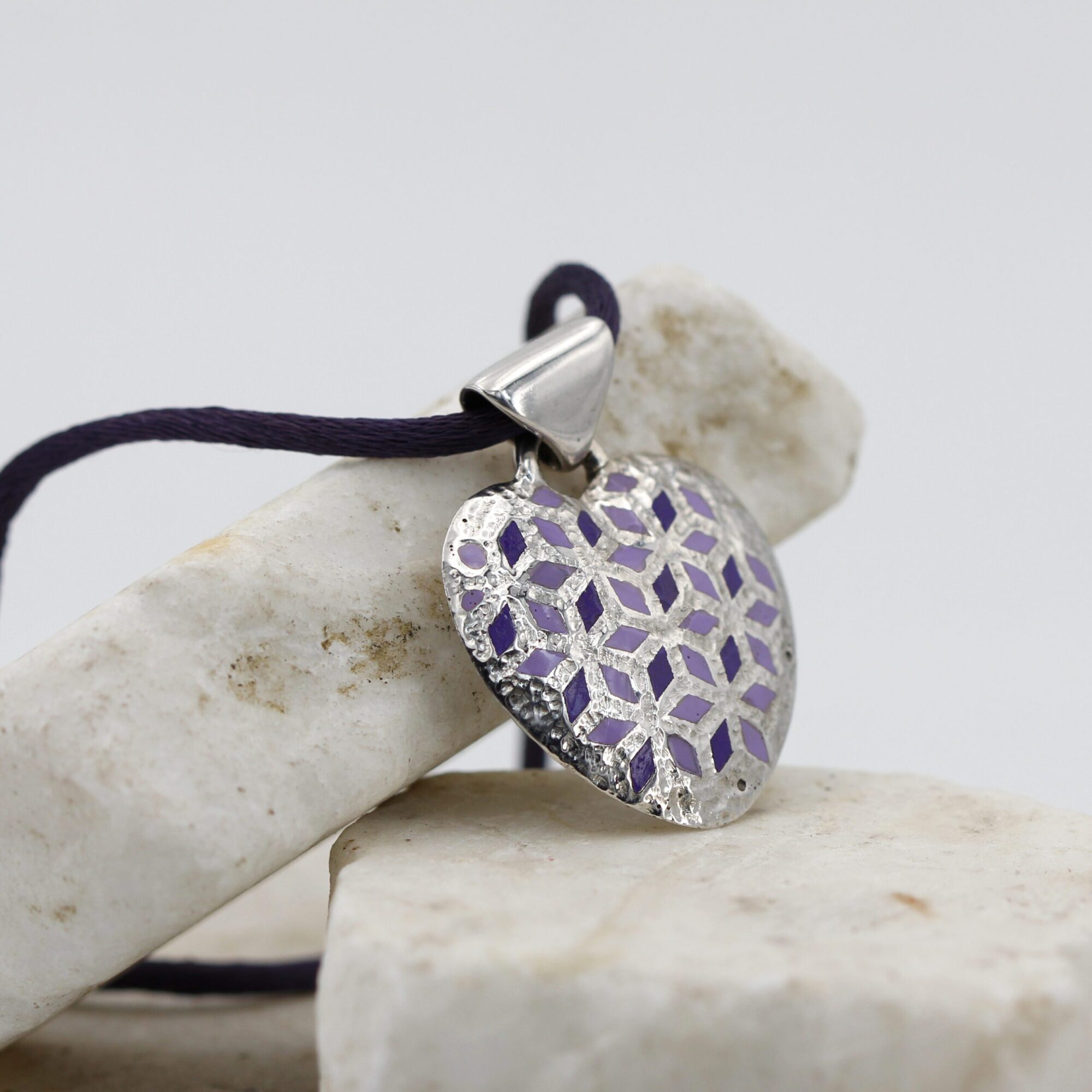 Anna Gioielli Pendenti Ciondolo Cuore Argento Smalto Viola