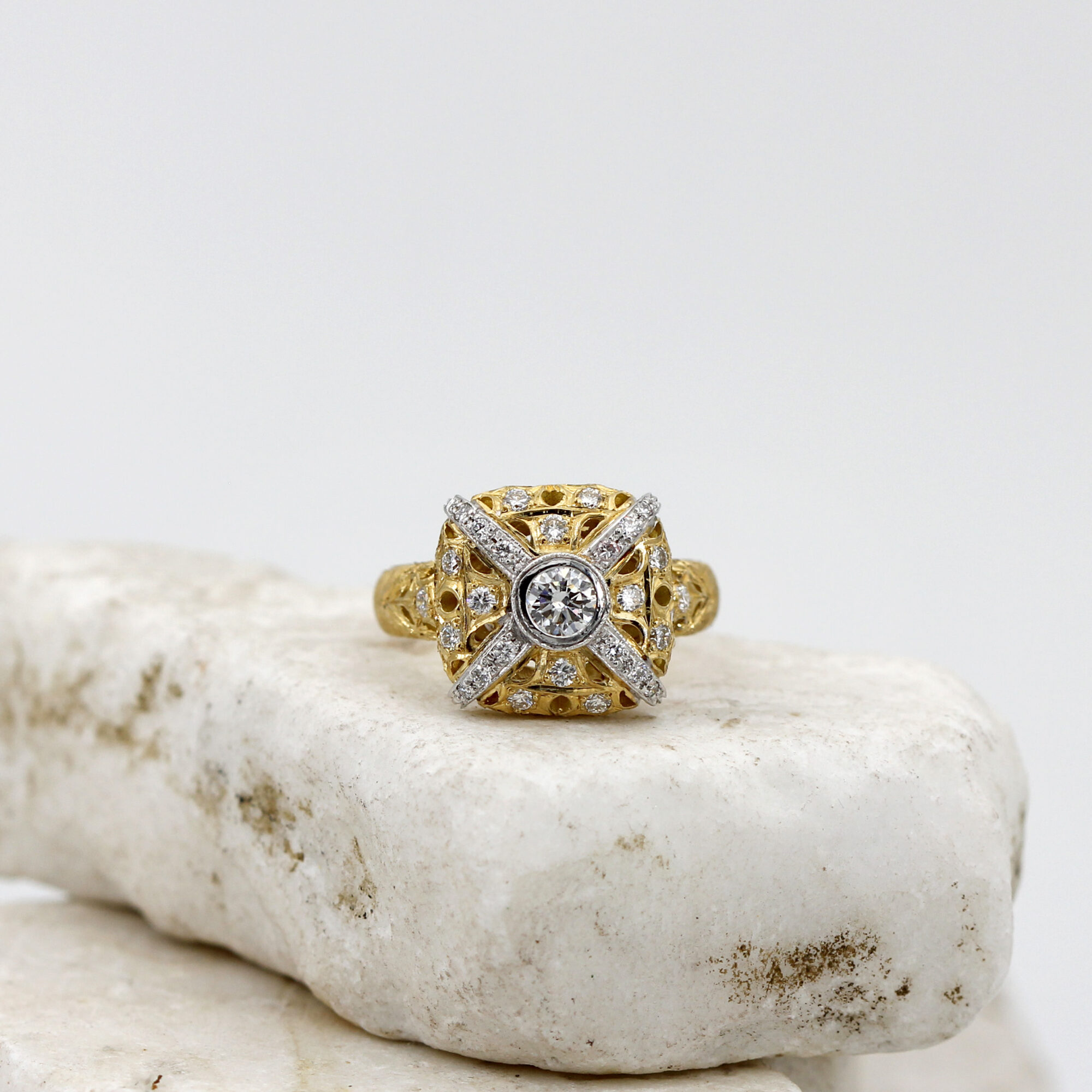 Anna Gioielli Prestige Anello Oro Stile Fiorentino Diamanti 0,80 ct