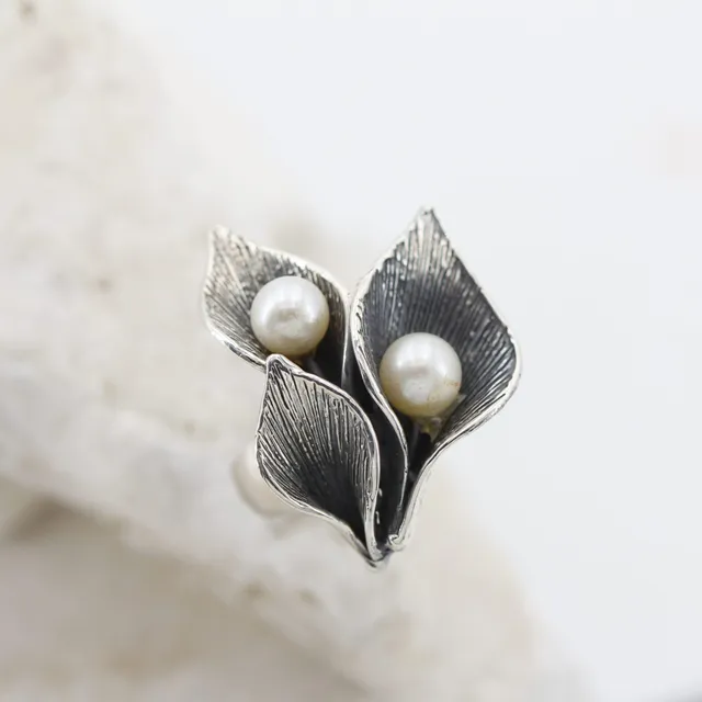 Anna Gioielli Anelli Anello Tre Calle Argento Perle Acqua Dolce