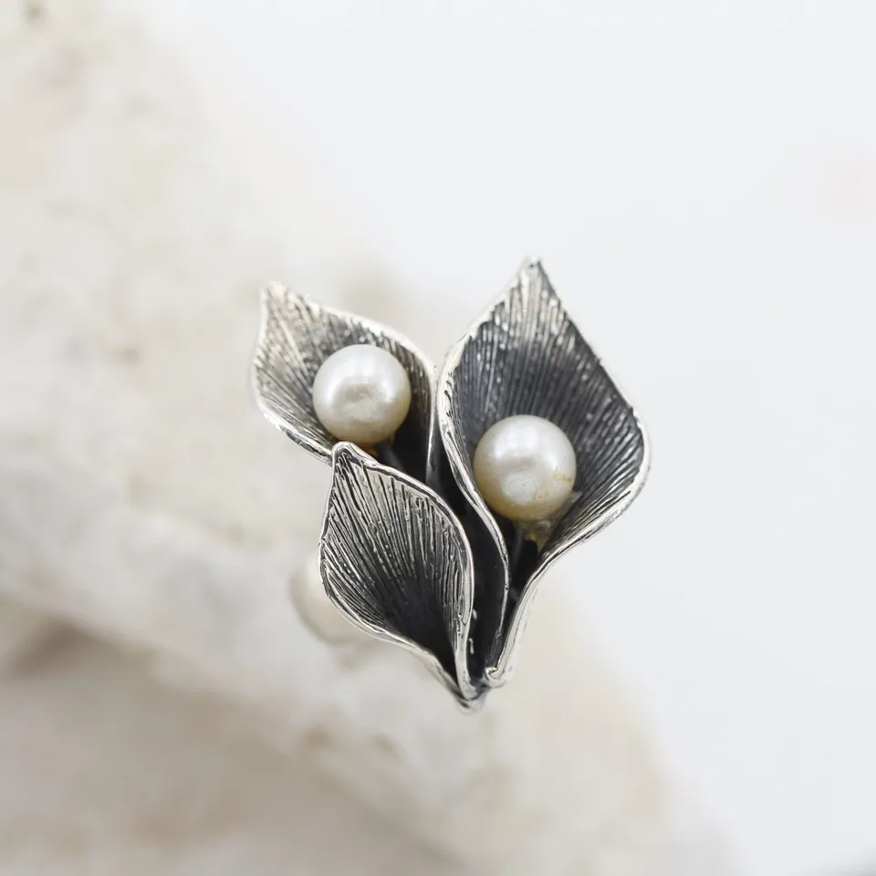 Anna Gioielli Anelli Anello Tre Calle Argento Perle Acqua Dolce