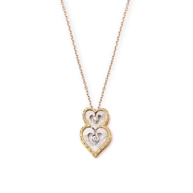 Noi Gioielli Firenze 1873 Ornato pendente doppio cuore oro diamanti