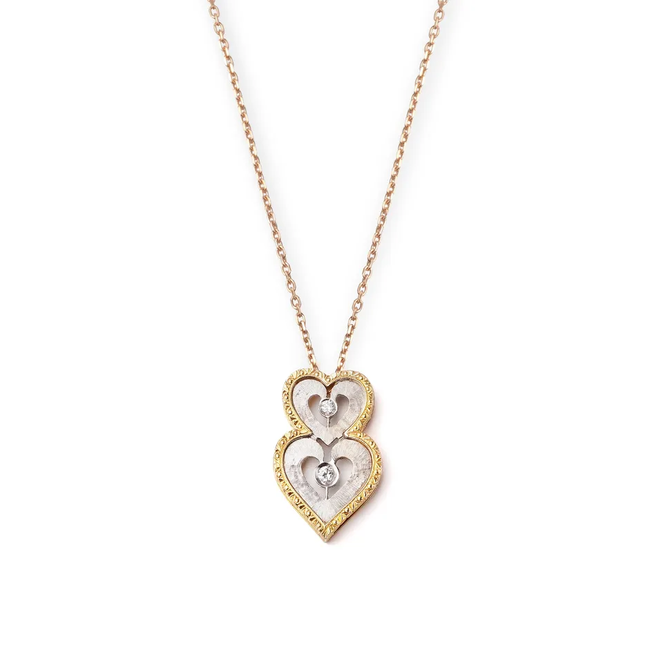 Noi Gioielli Firenze 1873 Ornato pendente doppio cuore oro diamanti