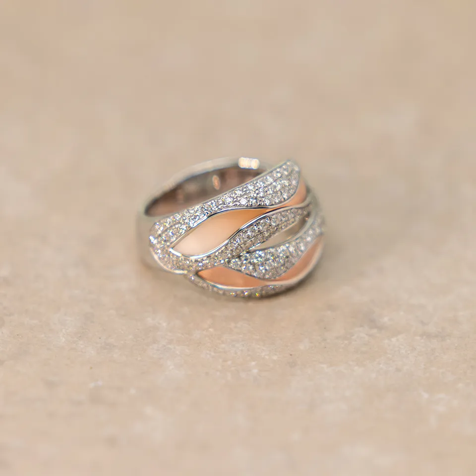 Polello Sì Lo Voglio anello oro bianco e rosa