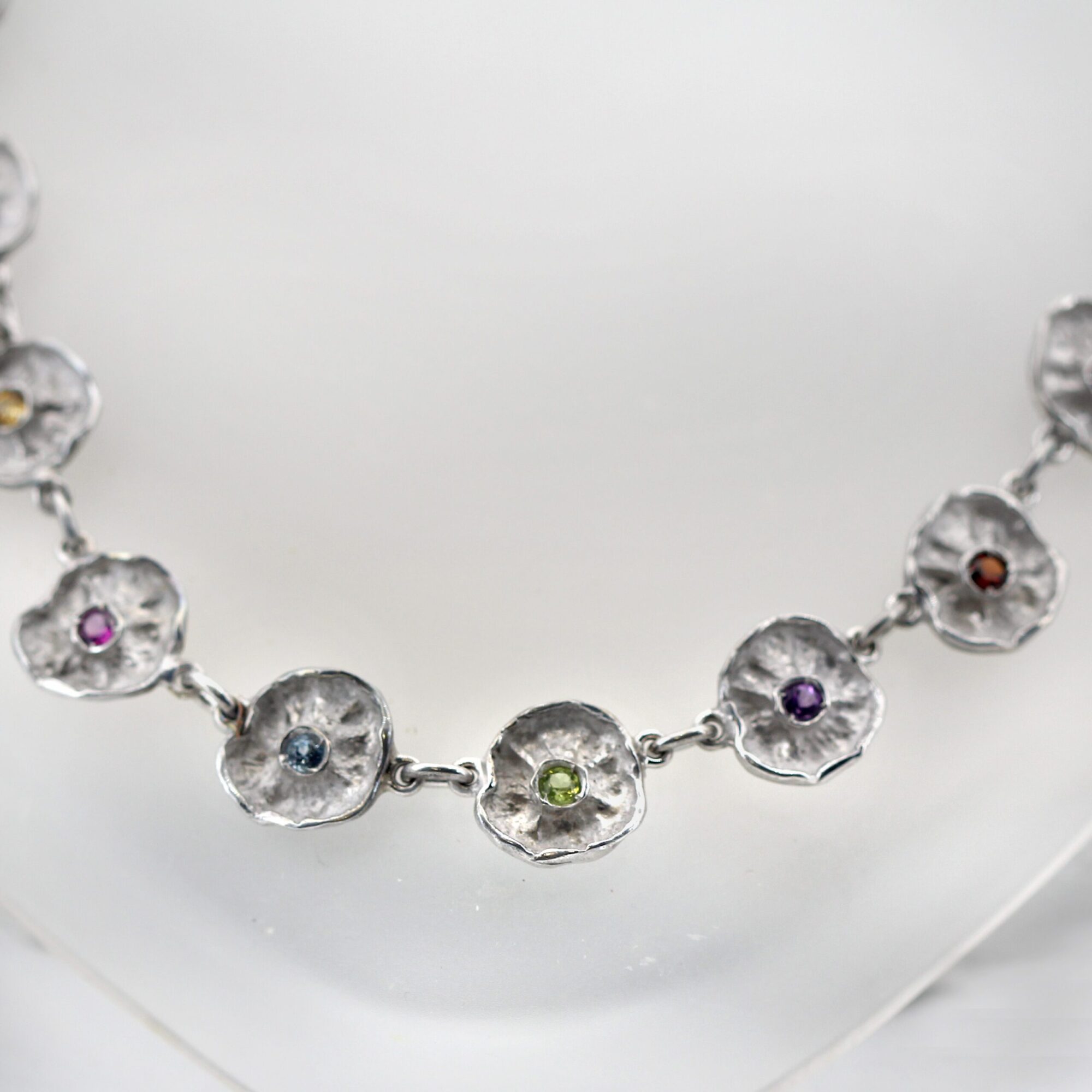 Anna Gioielli Winter Flower collana argento 22 fiori pietre 50 cm