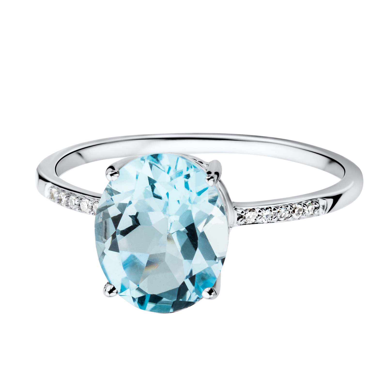 Miore Ring Anello oro bianco 9Kt topazio blu