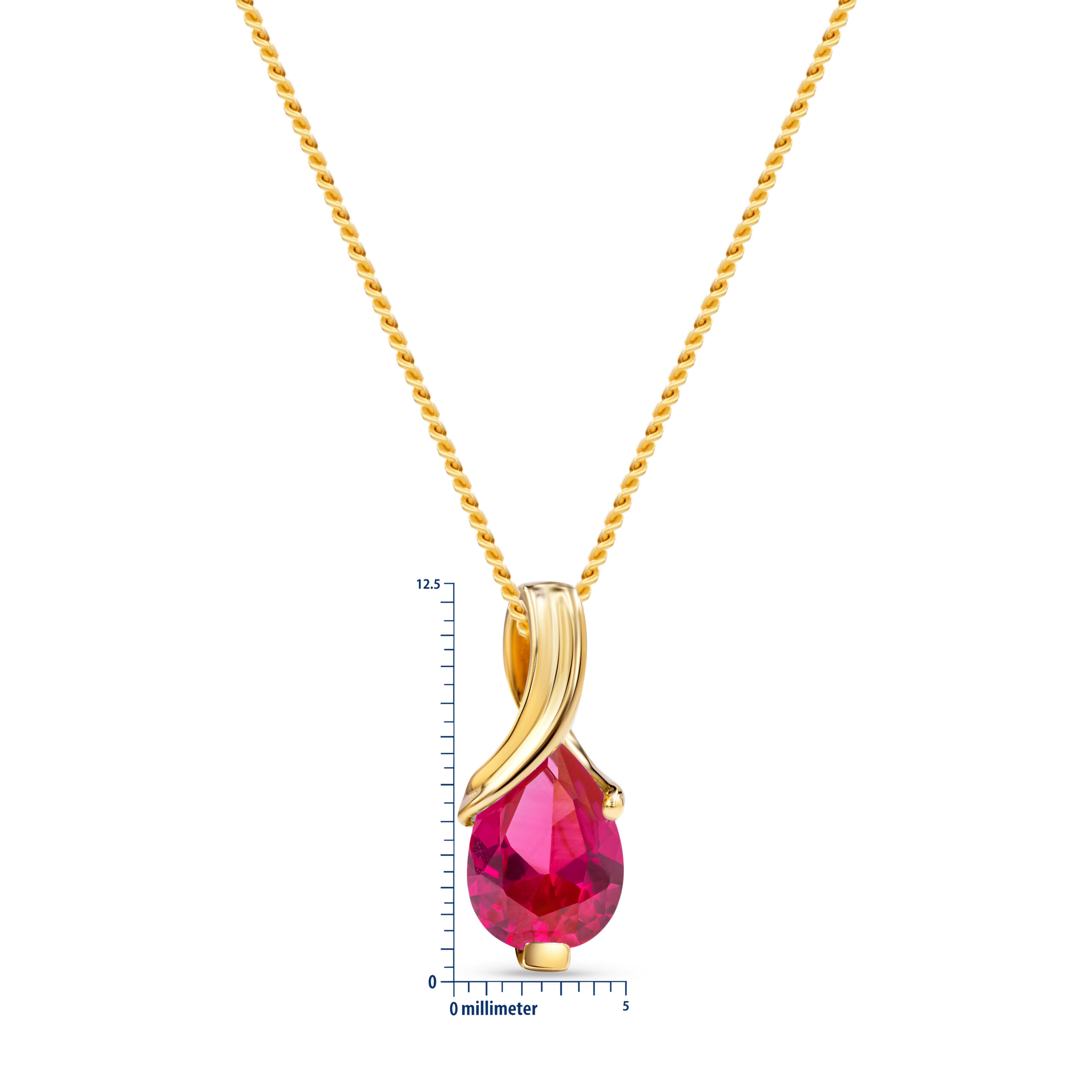 Miore Collana Oro Giallo 9Kt Rubino Creato