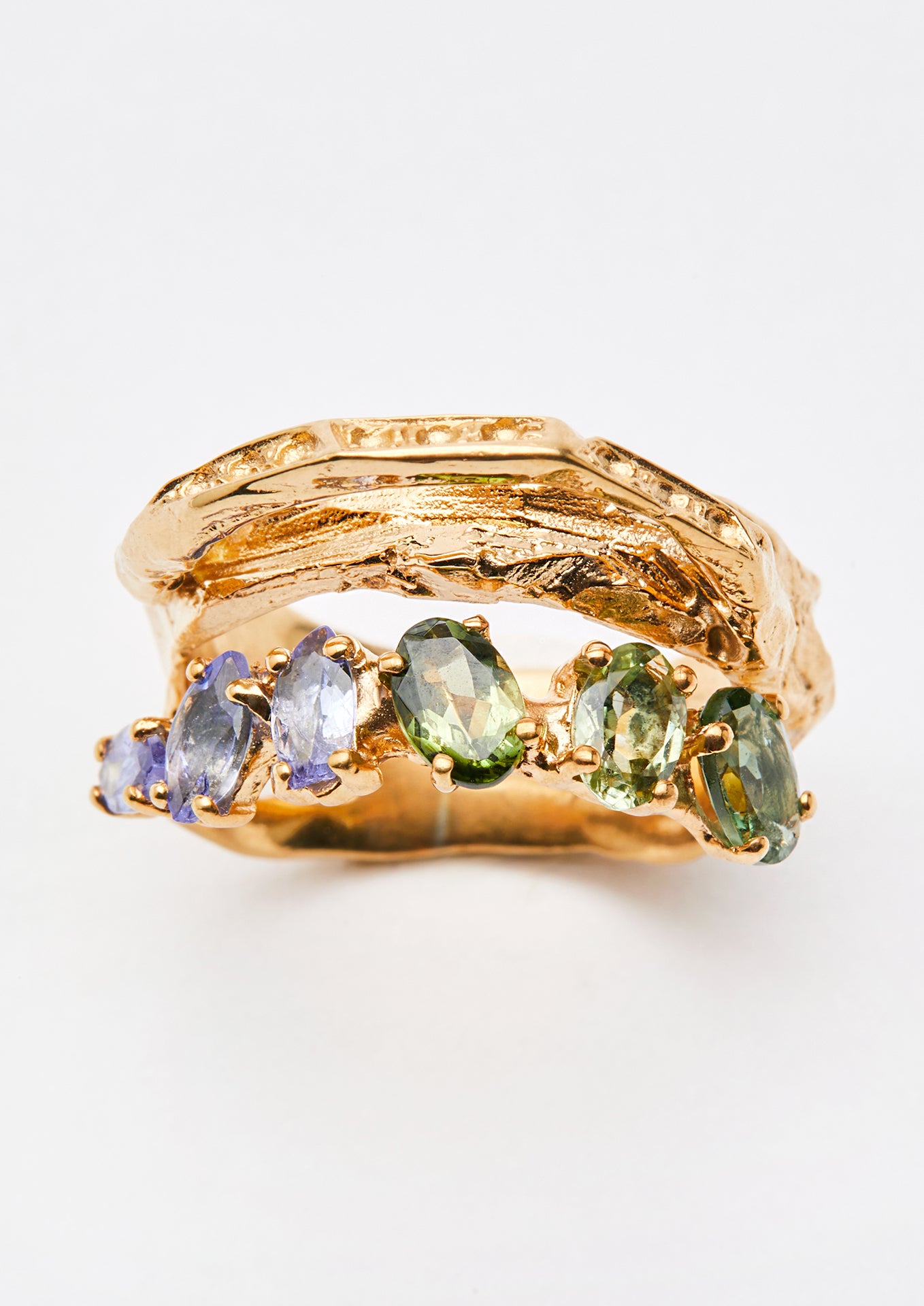 Voodoo Jewels Bold Shapes Limba anello argento dorato tormaline