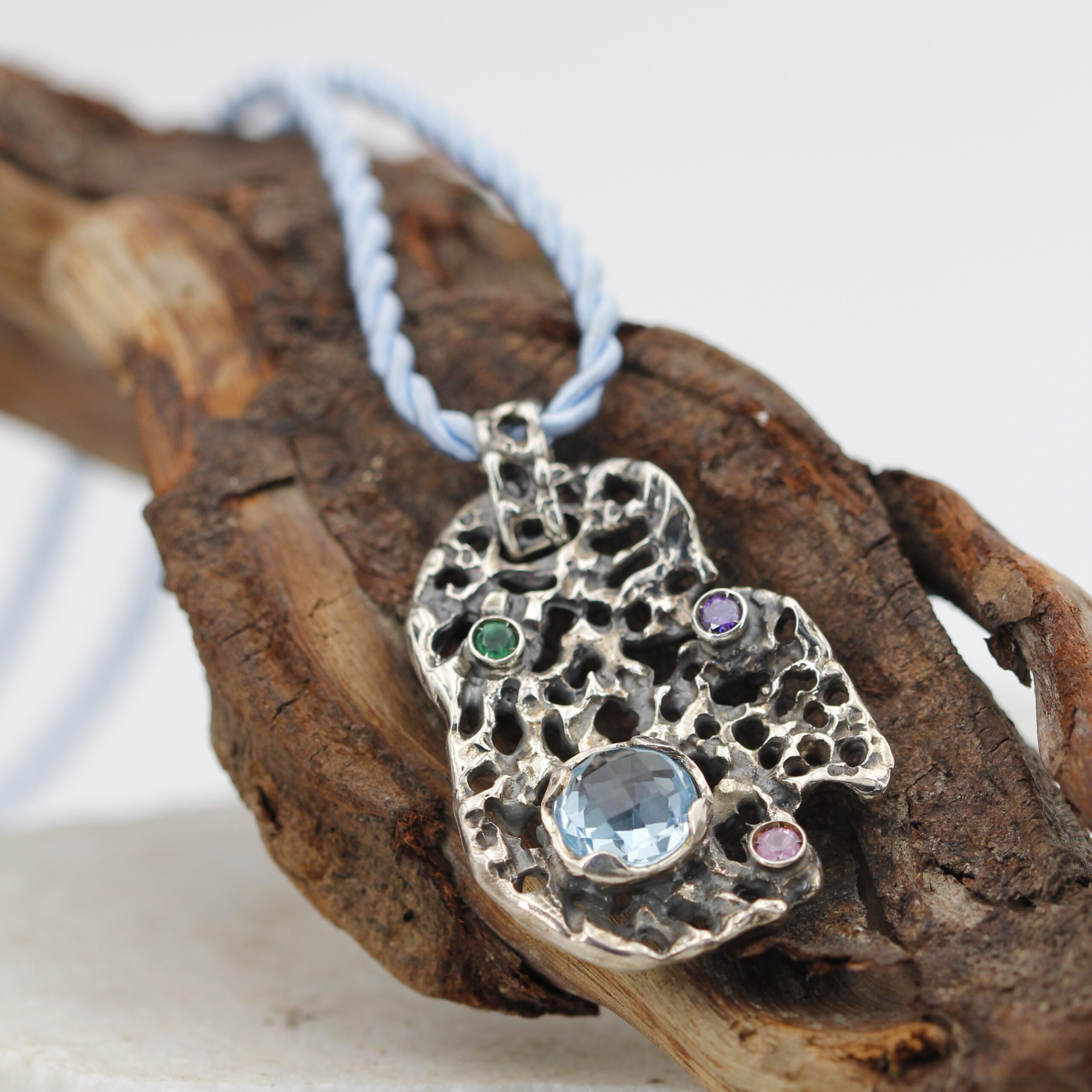 Anna Gioielli Collezione Marte ciondolo argento topazio blu
