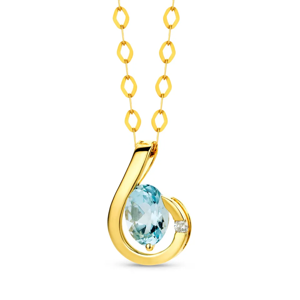 Miore Necklace Collana Oro Giallo 9Kt Topazio Blu