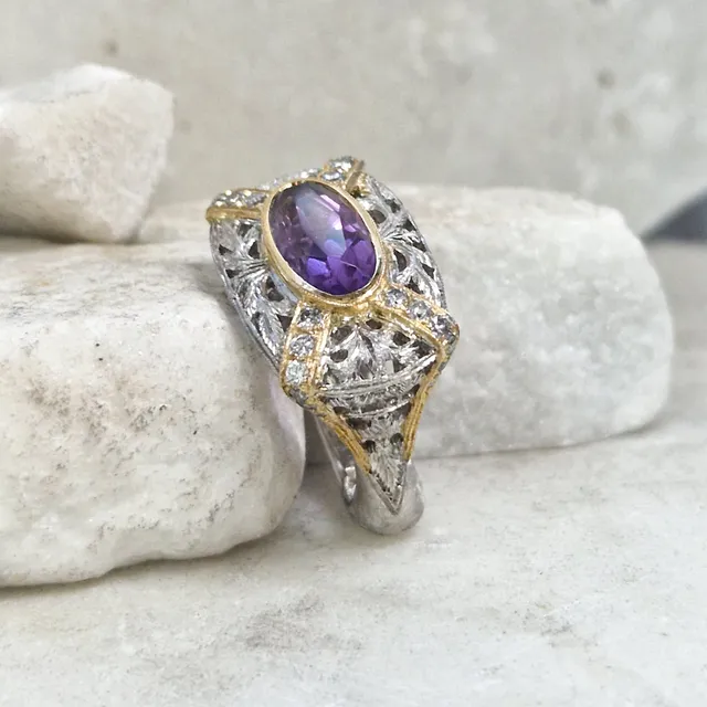 Anna Gioielli Jolly Jewels Anello Ametista Diamanti Oro Argento