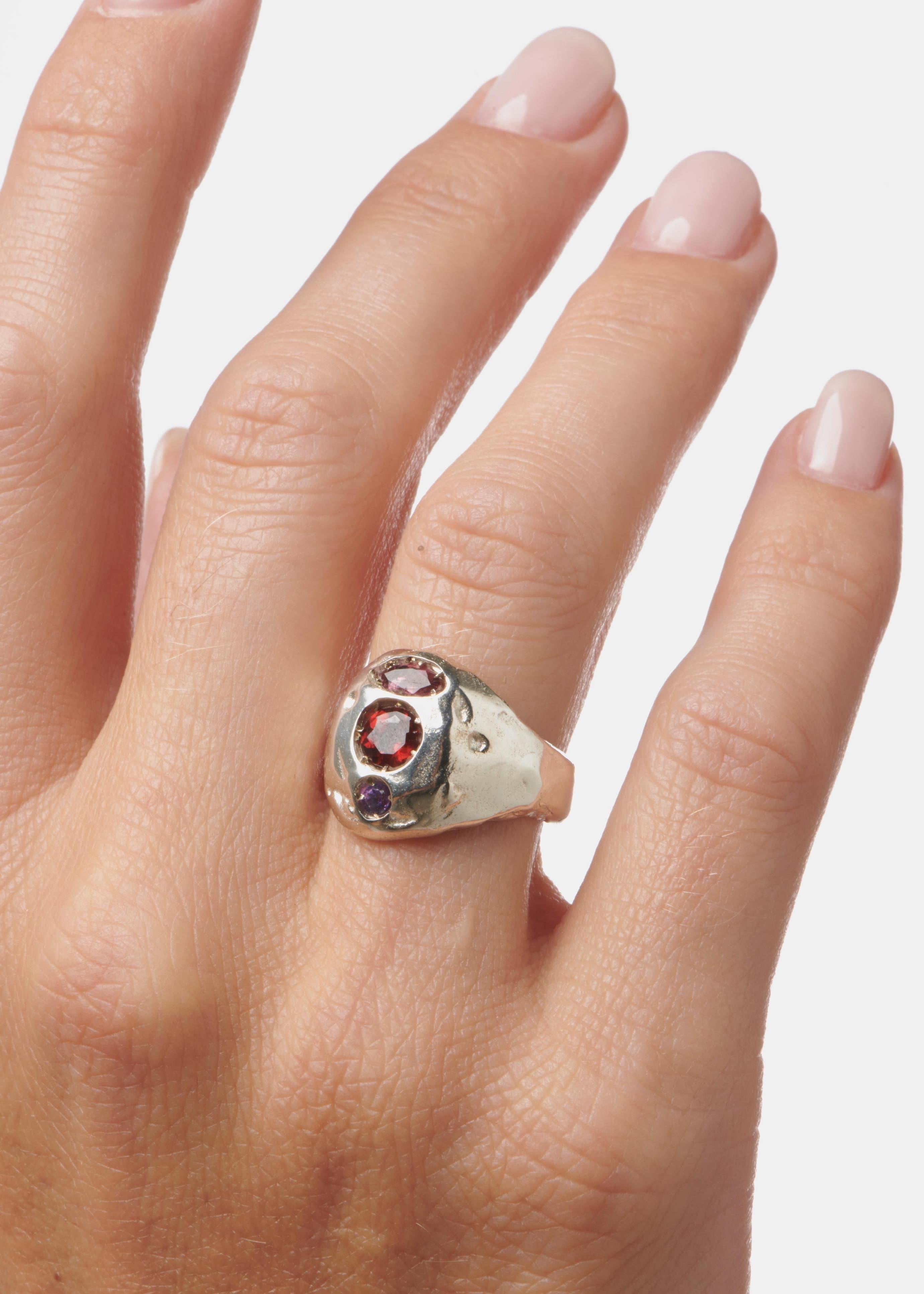 Voodoo Jewels Bold Shapes Sayula anello chevalier taglia M