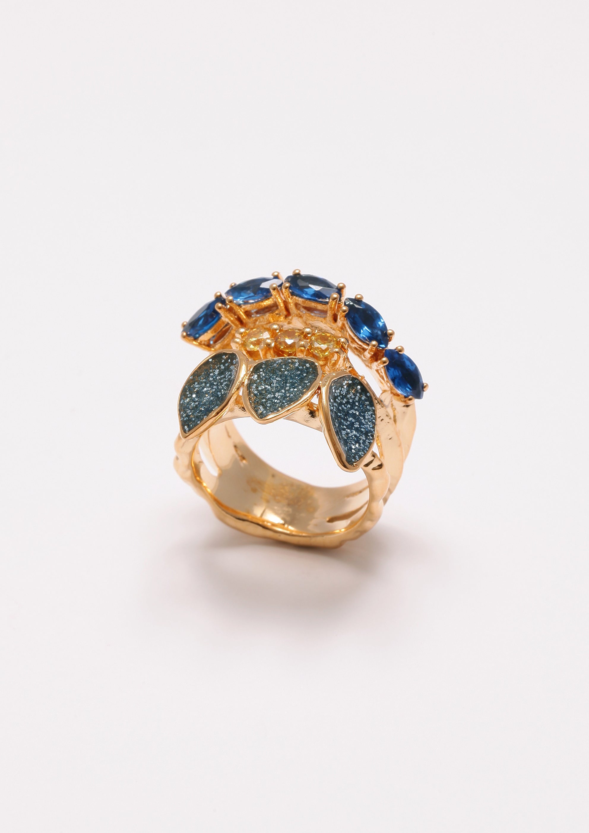 Voodoo Jewels Bold Shapes Blue Kiele anello bronzo pietre blu