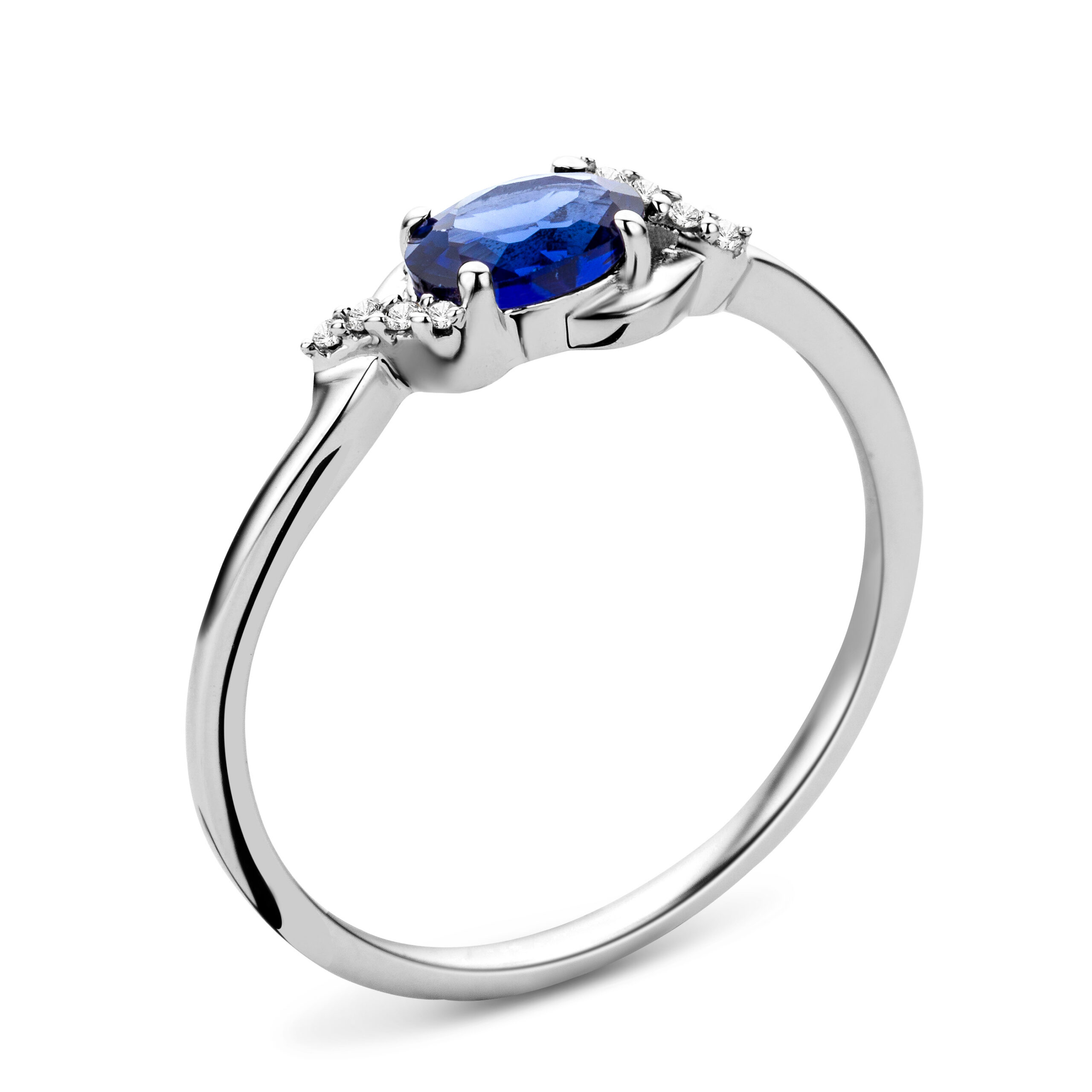 Miore Ring Anello oro bianco 9Kt zaffiro creato