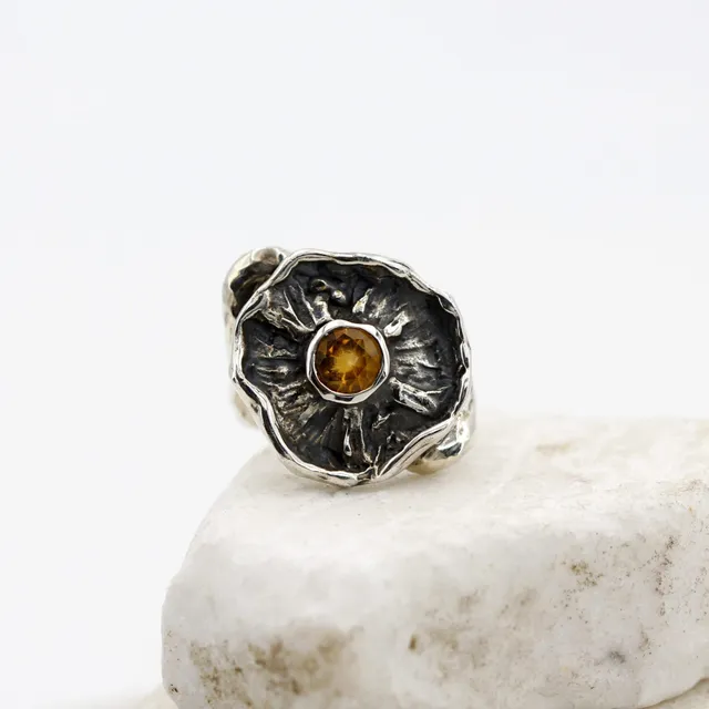 Anna Gioielli Winter Flower Anello Argento Quarzo Citrino
