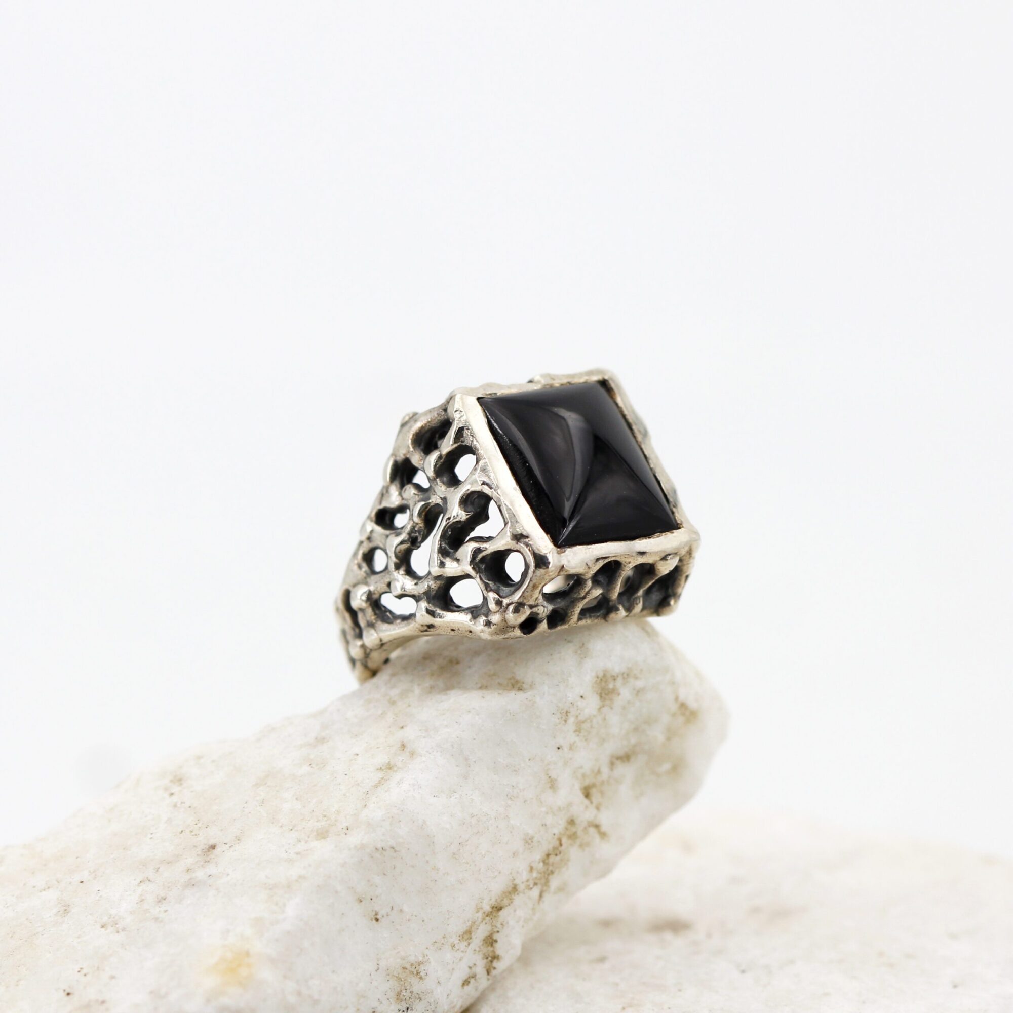 Anna Gioielli Marte anello argento onice nera 13x11,8 mm
