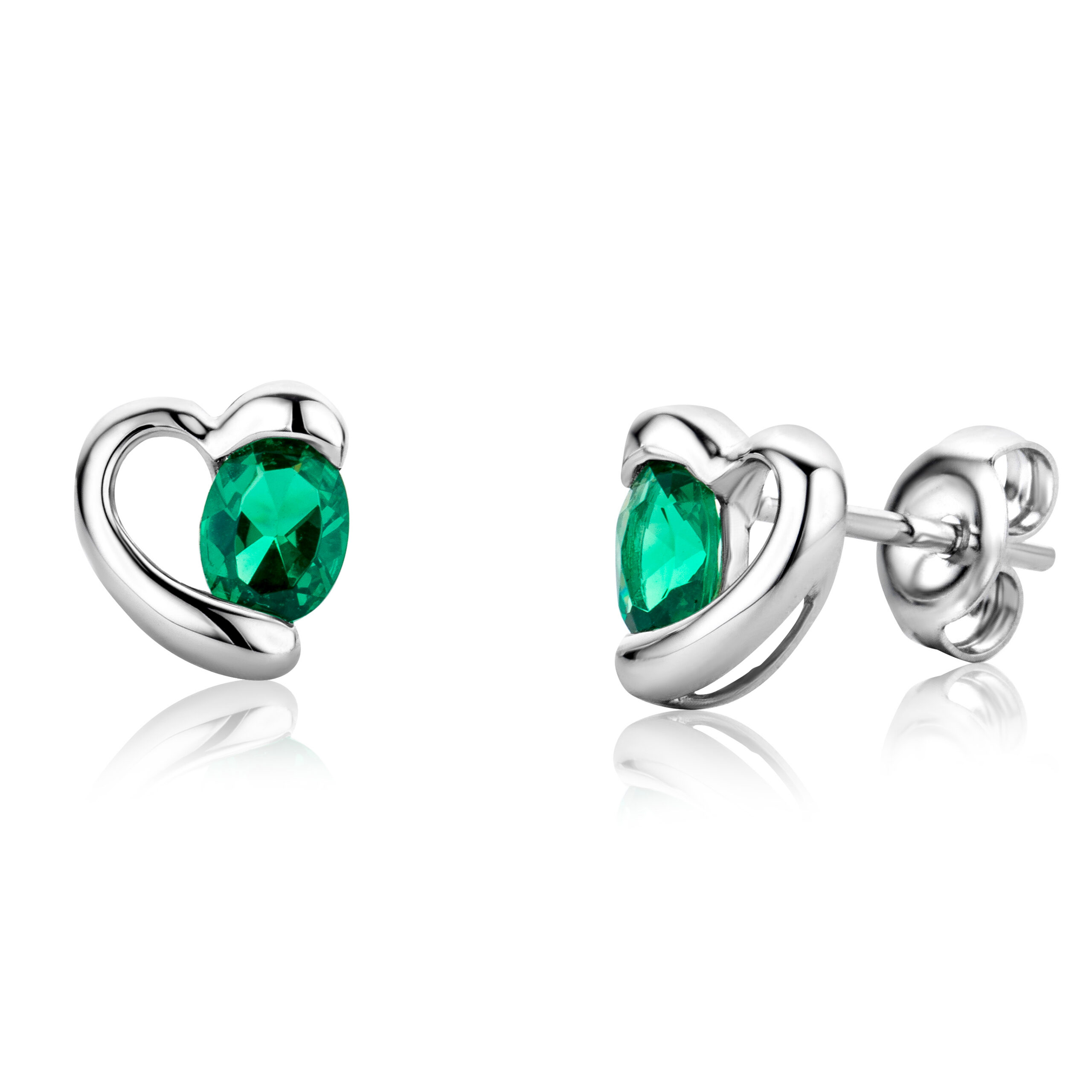 Miore Earrings Orecchini Oro Bianco 9KT Smeraldo