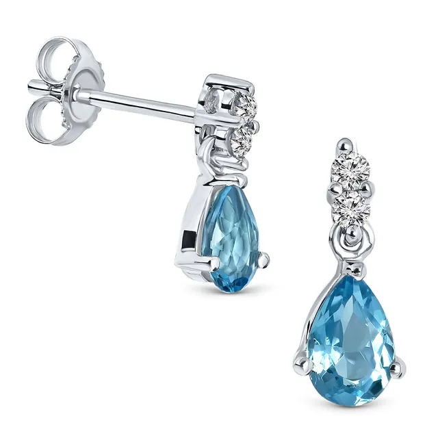 Miore Orecchini Oro Bianco 9Kt con Topazio Blu