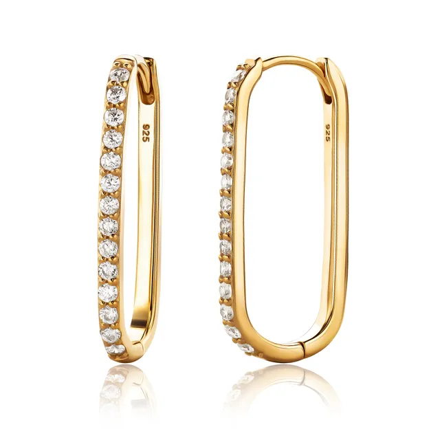 Miore Earrings Orecchini Argento 925 Placcato Oro con Zirconia