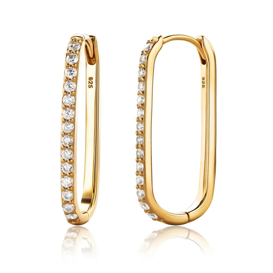 Miore Earrings Orecchini Argento 925 Placcato Oro con Zirconia