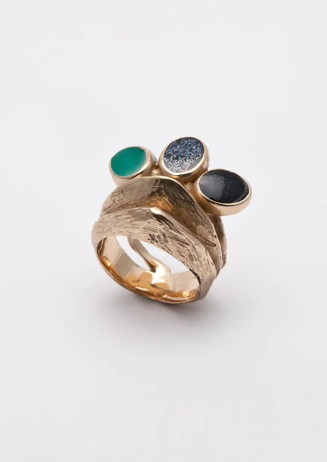 Voodoo Jewels Bold Shapes Saia anello oro glitter ovale M