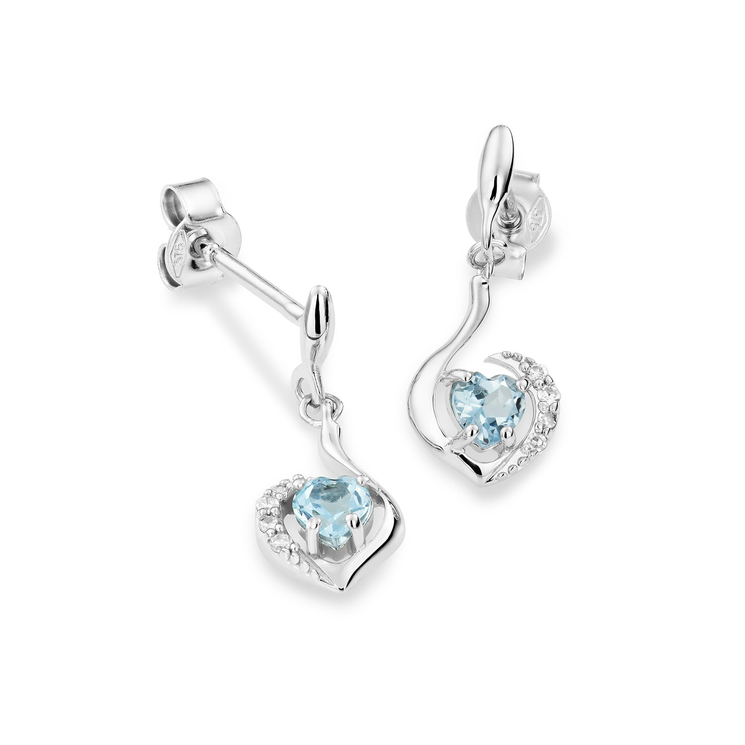 Miore Orecchini Oro Bianco 9Kt Topazio Blu