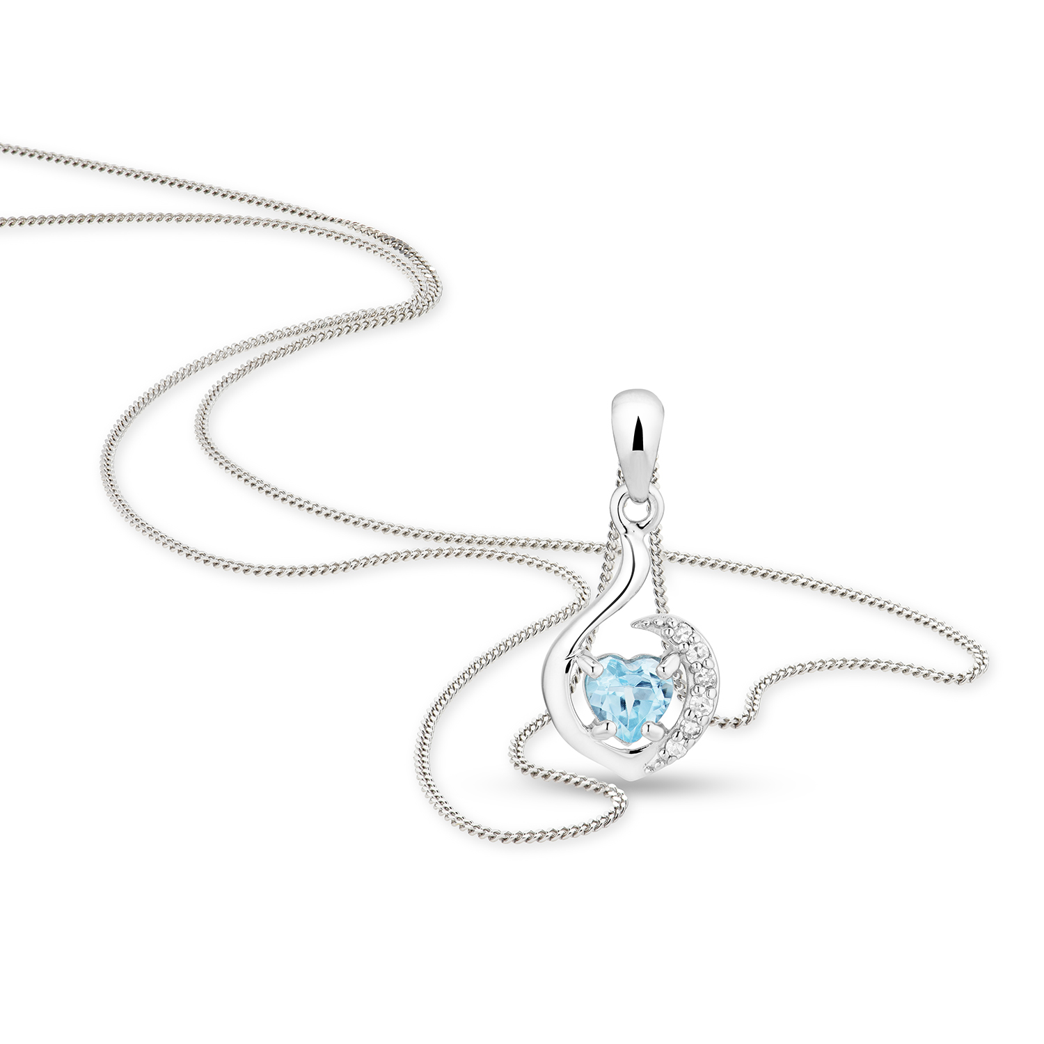 Miore Necklace Collana oro bianco 9Kt topazio blu