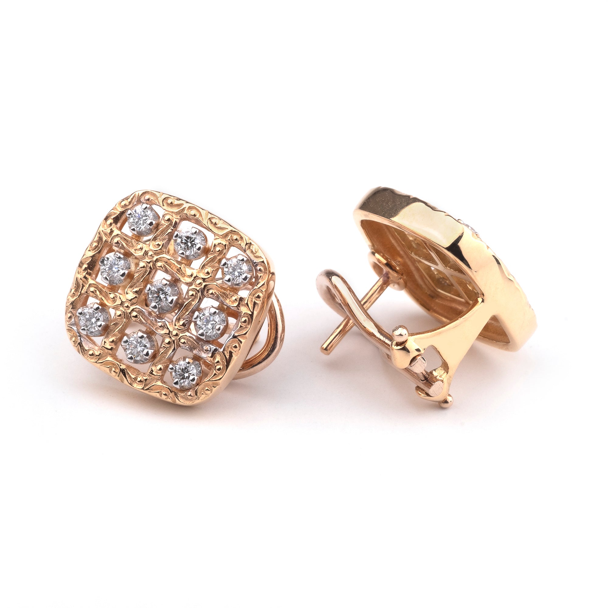Noi Gioielli Firenze 1873 Ornato orecchini oro rosa diamanti incisi