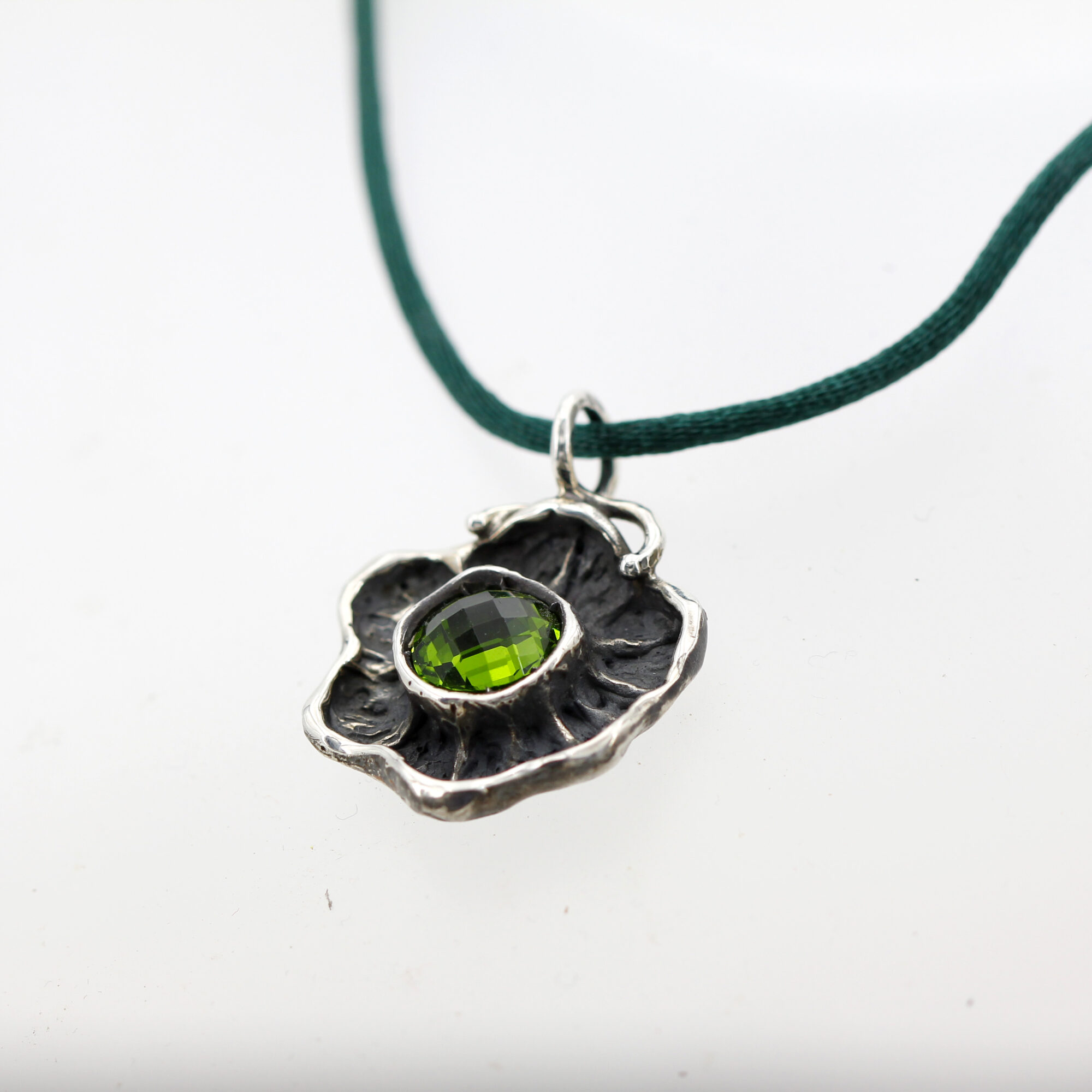 Anna Gioielli Pendenti Ciondolo Argento Fiore Zircone Verde 26mm