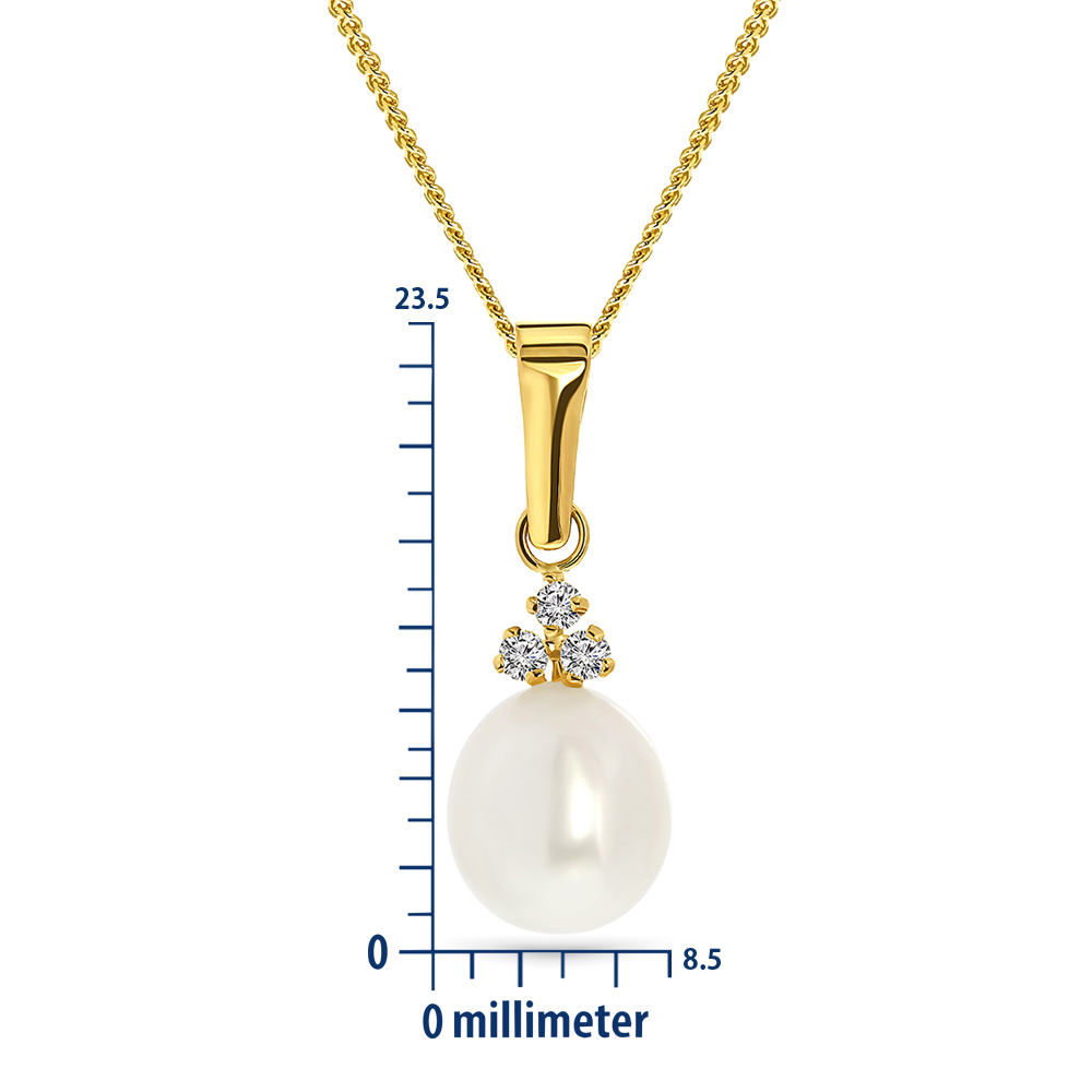 Miore Collana Oro Giallo 9Kt Perla Zirconia