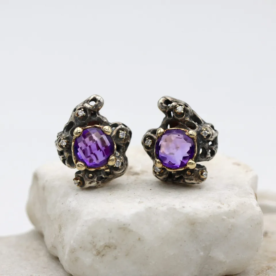 Anna Gioielli Collezione Marte orecchini ametista 8 ct diamanti
