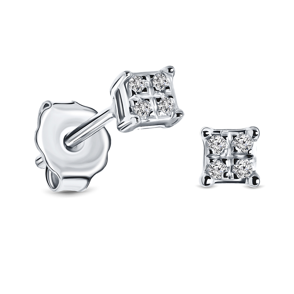 Miore Orecchini Oro Bianco 9Kt 375