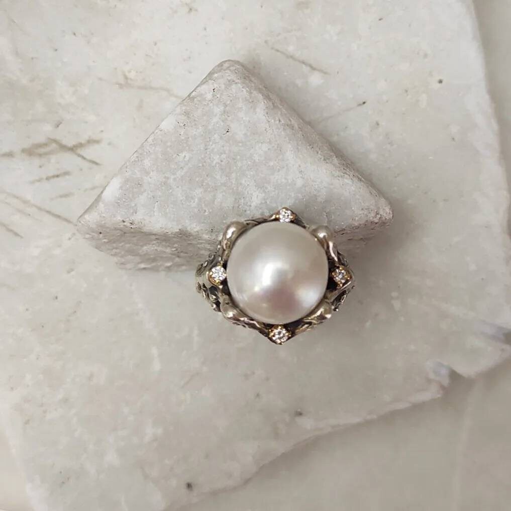 Anna Gioielli Jolly Jewels anello argento perla diamanti 0.12 ct