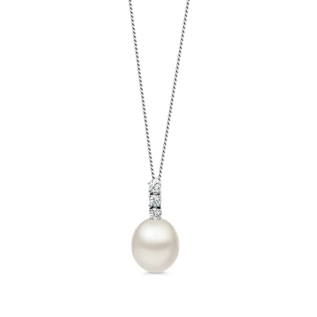Miore Collana Perle Oro Bianco 9Kt 375