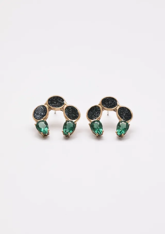 Voodoo Jewels Bold Shapes Horta orecchini bronzo oro pietre