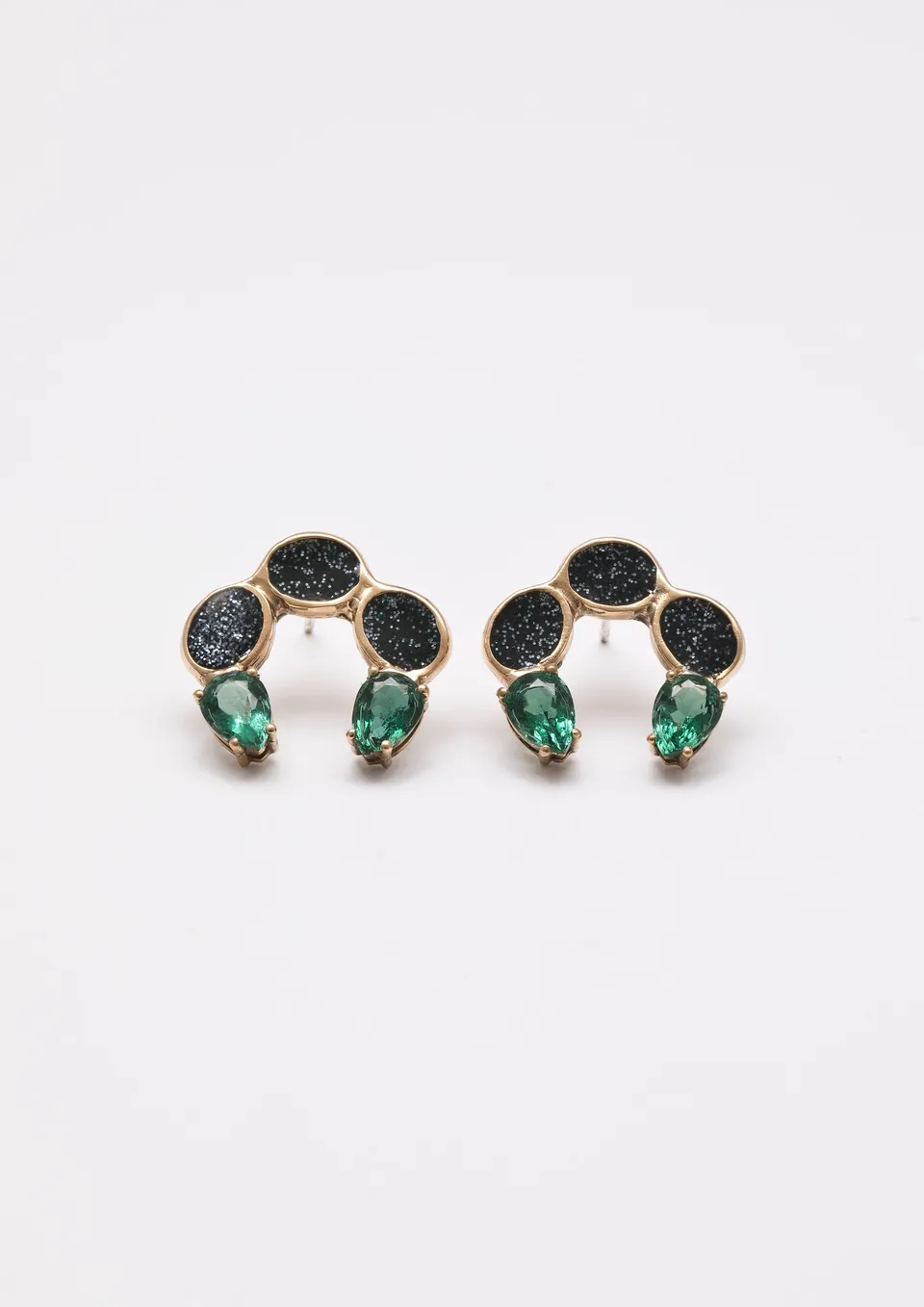 Voodoo Jewels Bold Shapes Horta orecchini bronzo oro pietre