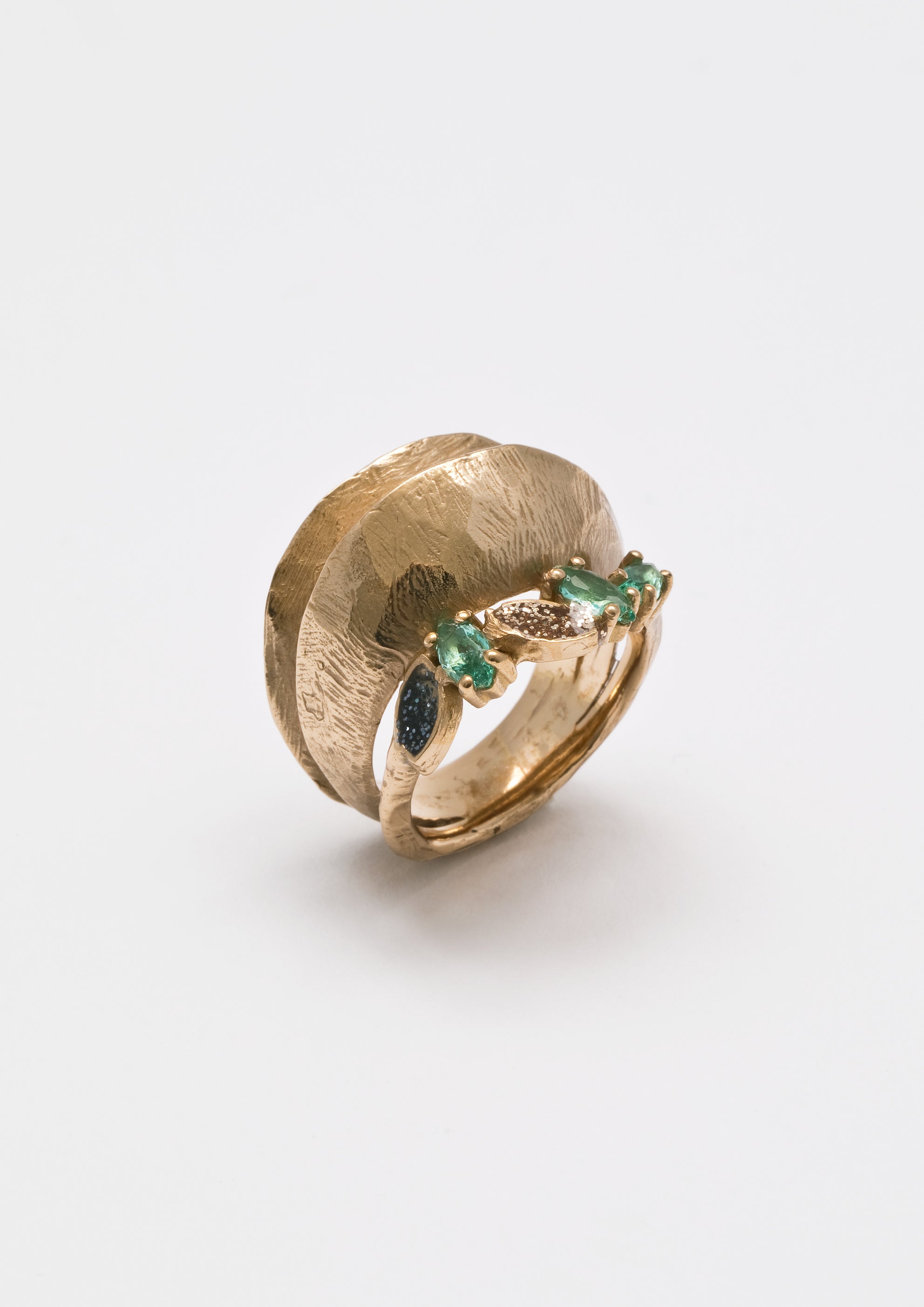 Voodoo Jewels Bold Shapes Silva anello bronzo dorato pietre