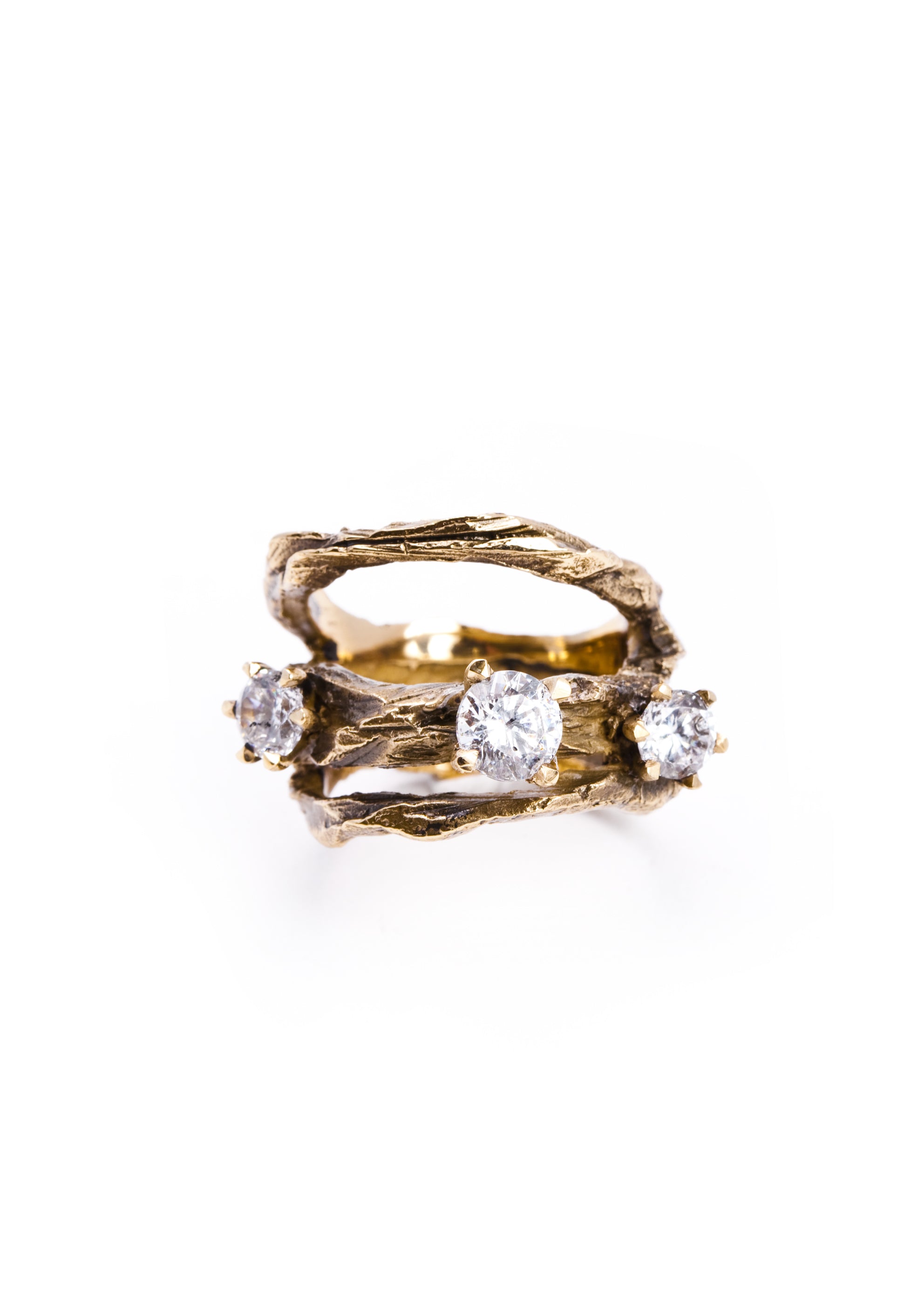 Voodoo Jewels Bold Shapes Karakum anello bronzo oro zirconi