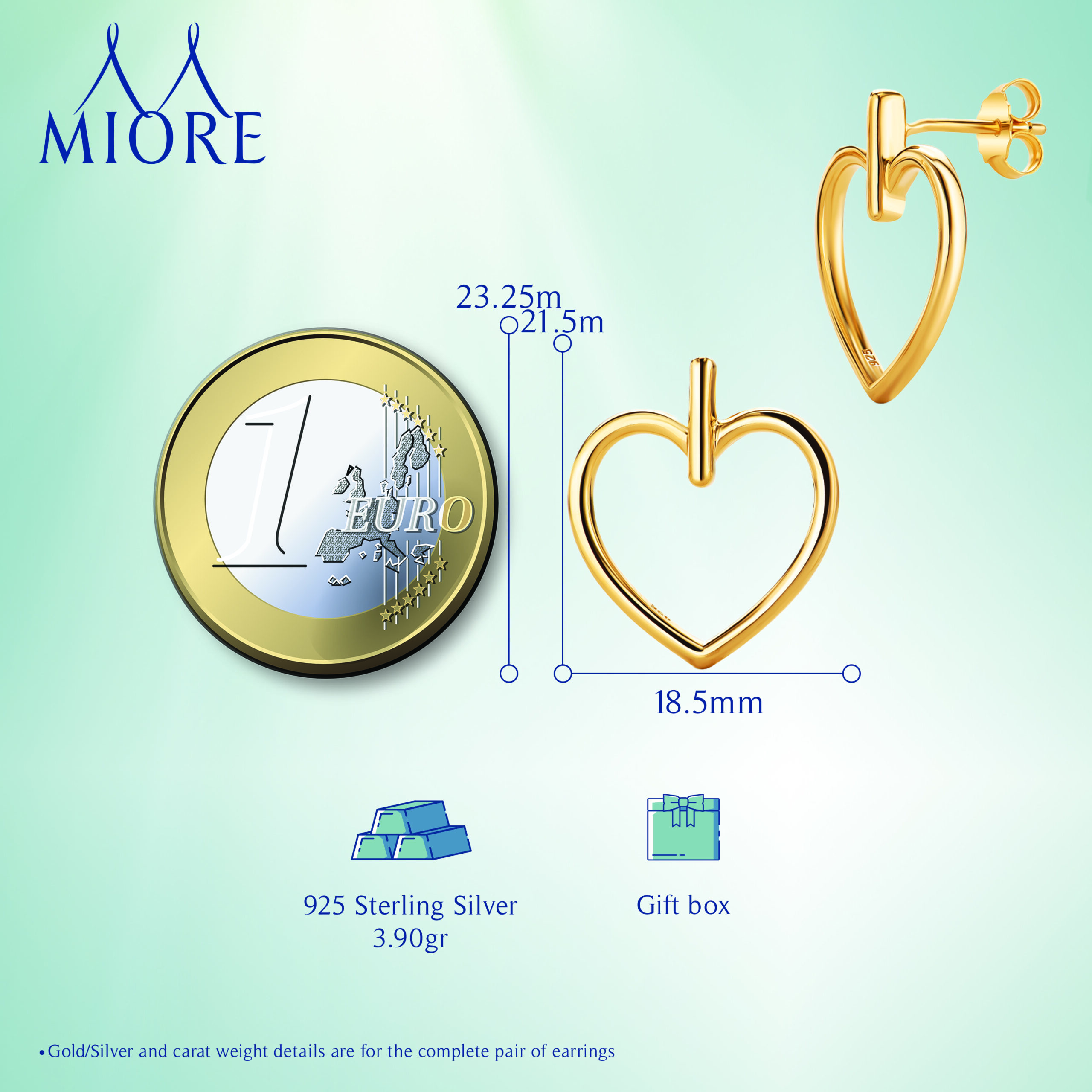 Miore Orecchini Argento 925 Placcato Oro Donna