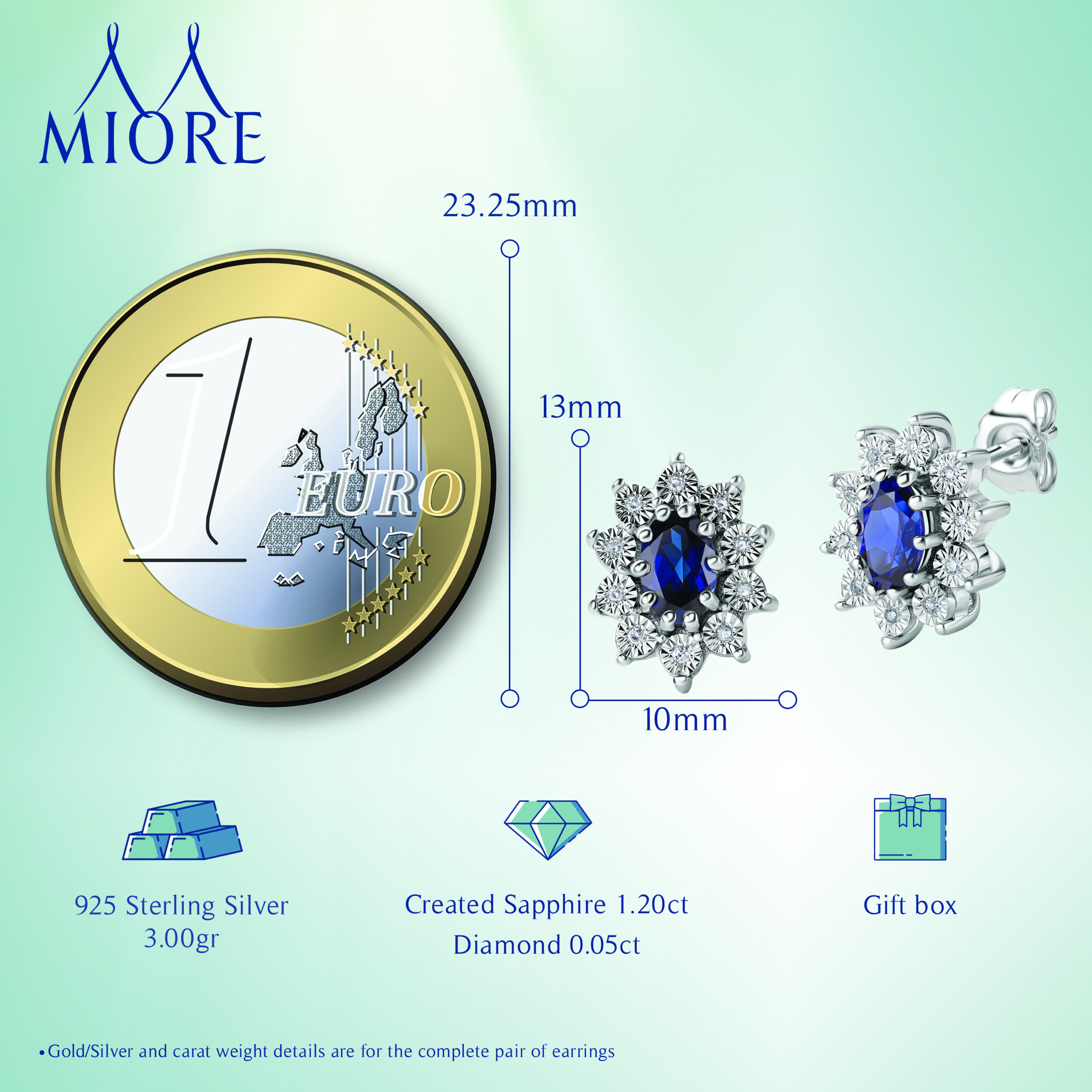 Miore Earrings orecchini argento 925 zaffiro creato