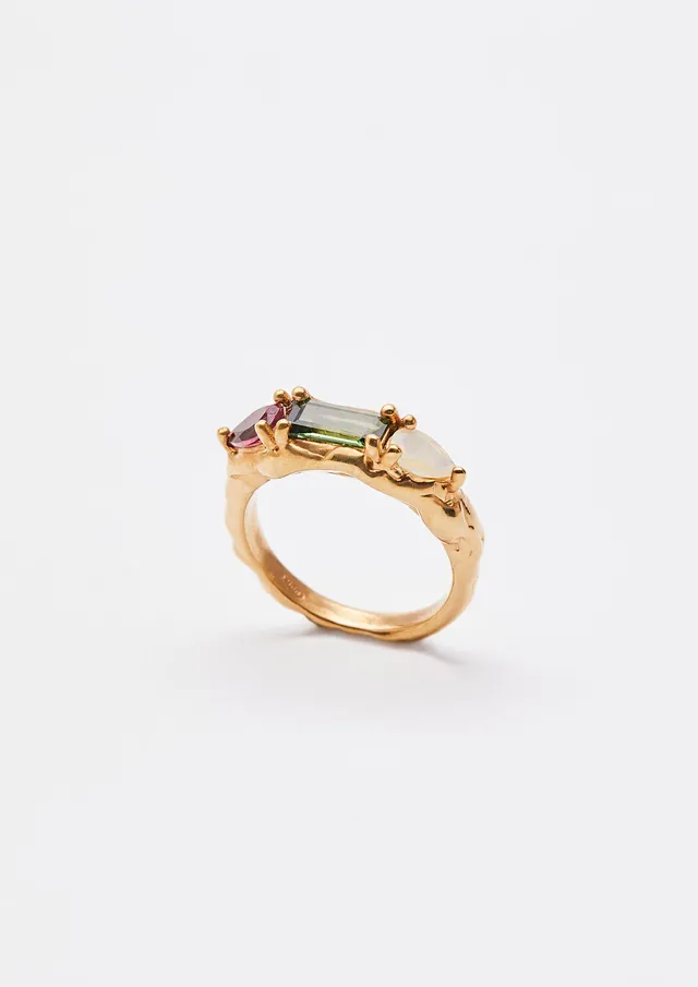 Voodoo Jewels Damballa anello tormalina e opale dorato