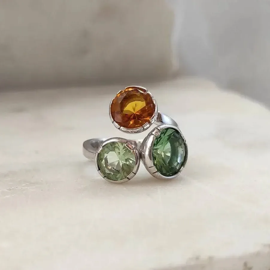 Anna Gioielli Anelli anello argento 925 pietre verdi arancioni