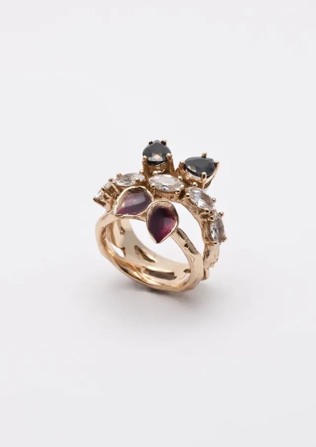 Voodoo Jewels Bold Shapes White Grivilea anello oro goccia