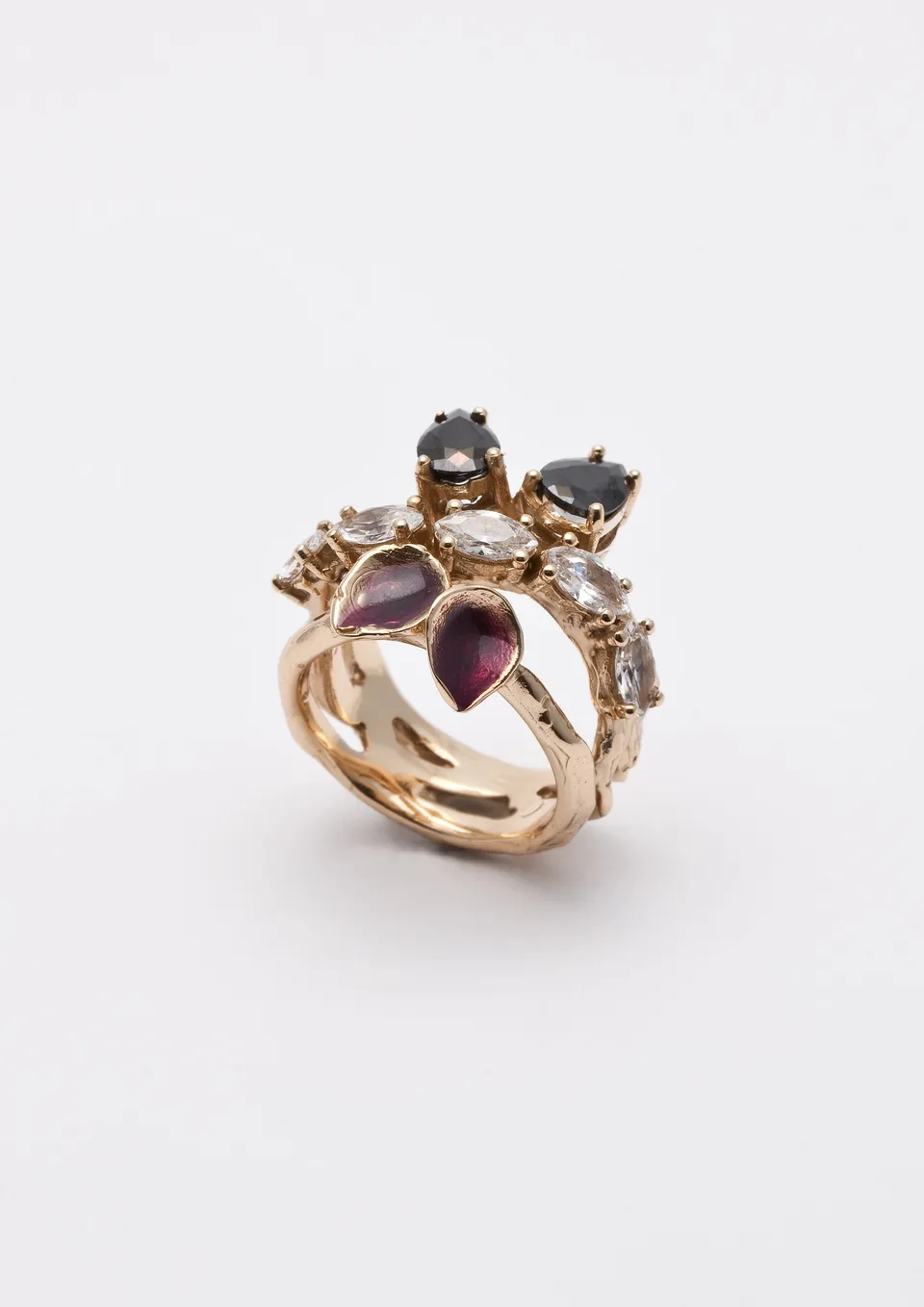 Voodoo Jewels Bold Shapes White Grivilea anello oro goccia