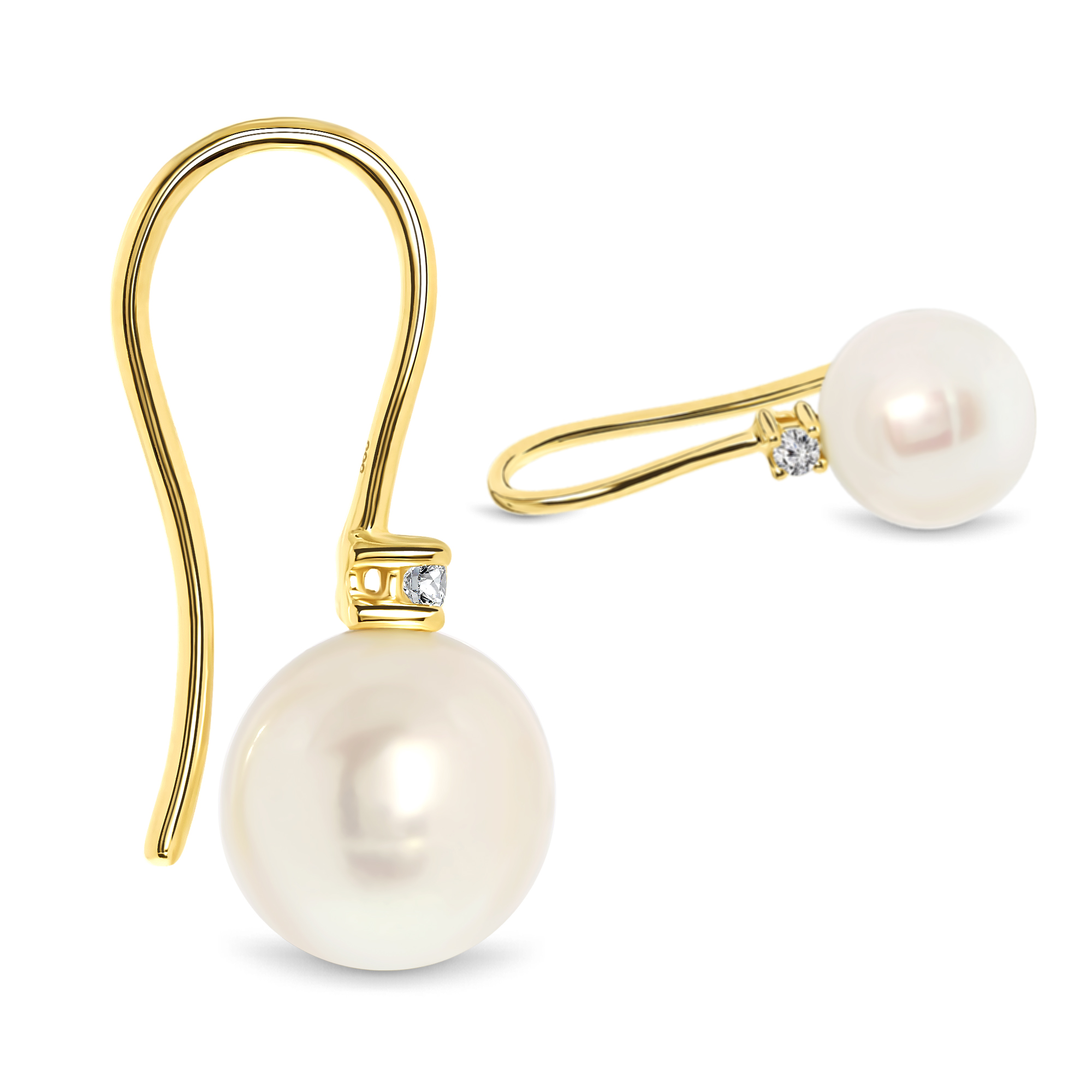 Miore Orecchini Oro Giallo 14Kt 585 Perla Acqua Dolce