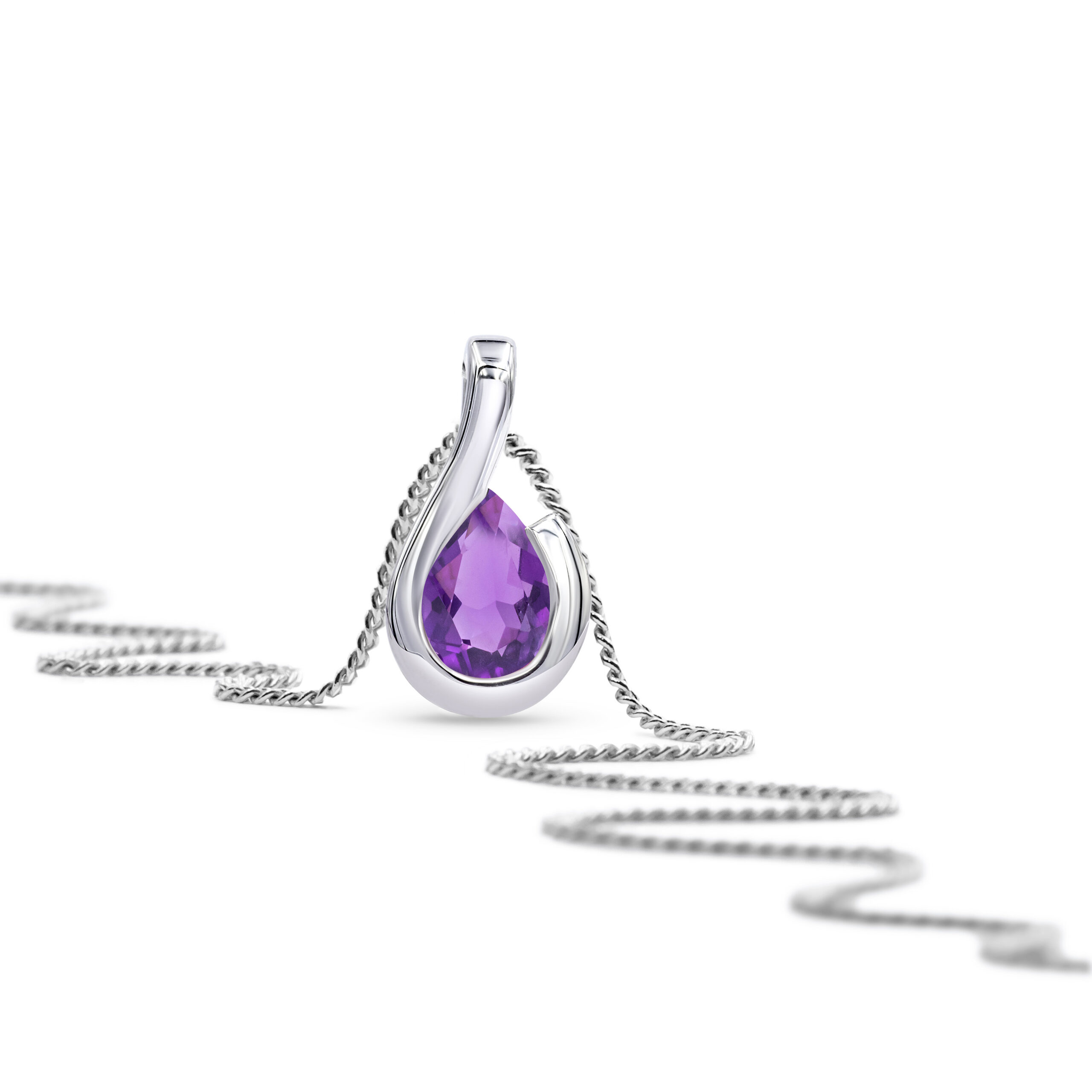 Miore Collana Oro Bianco 9Kt 375 Ametista