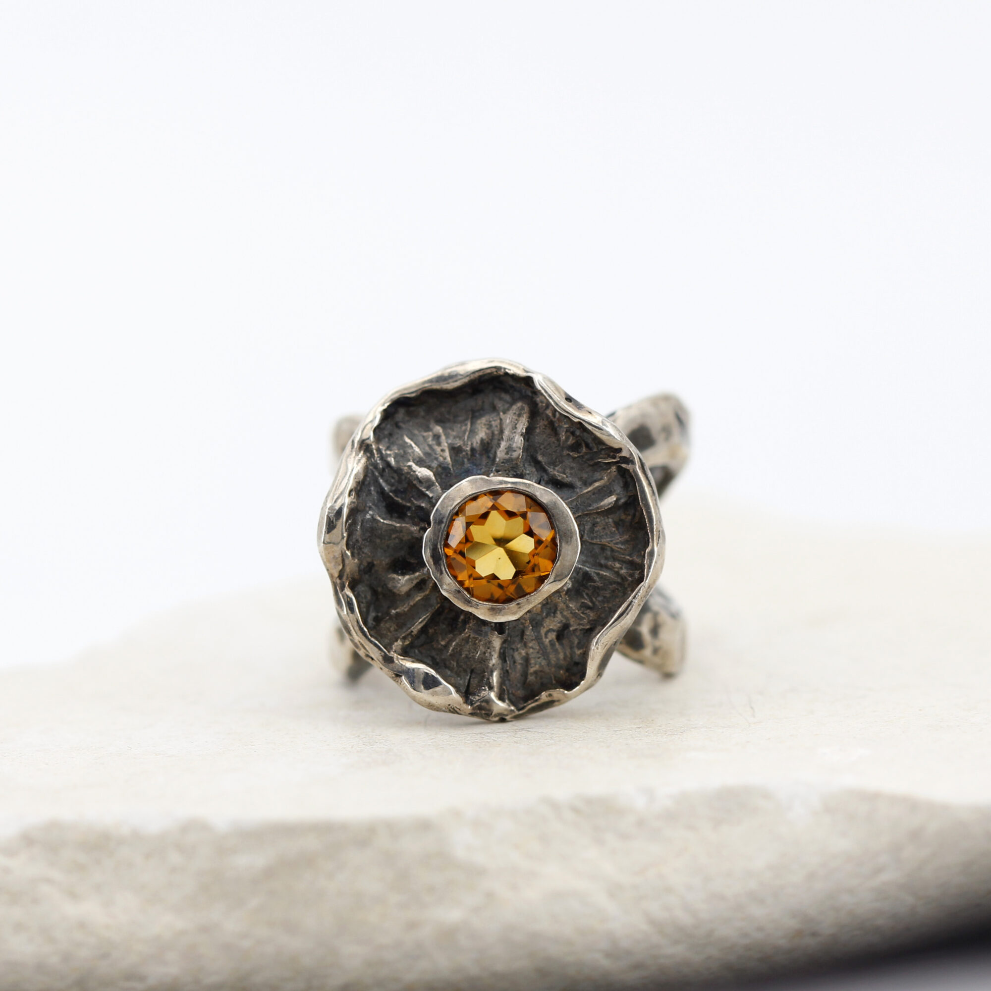 Anna Gioielli Winter Flower anello argento quarzo citrino 21 mm