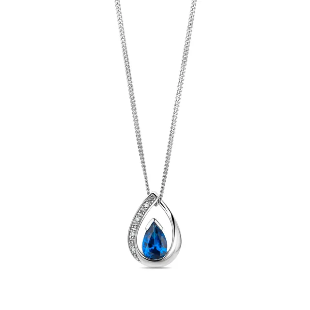 Miore Necklace collana oro bianco 9kt zaffiro creato