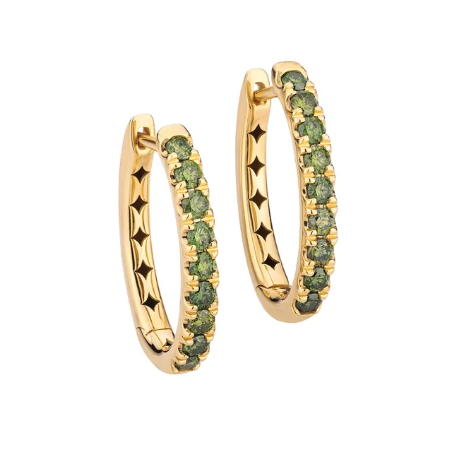 Polello Green Diamonds orecchini oro giallo diamanti verdi