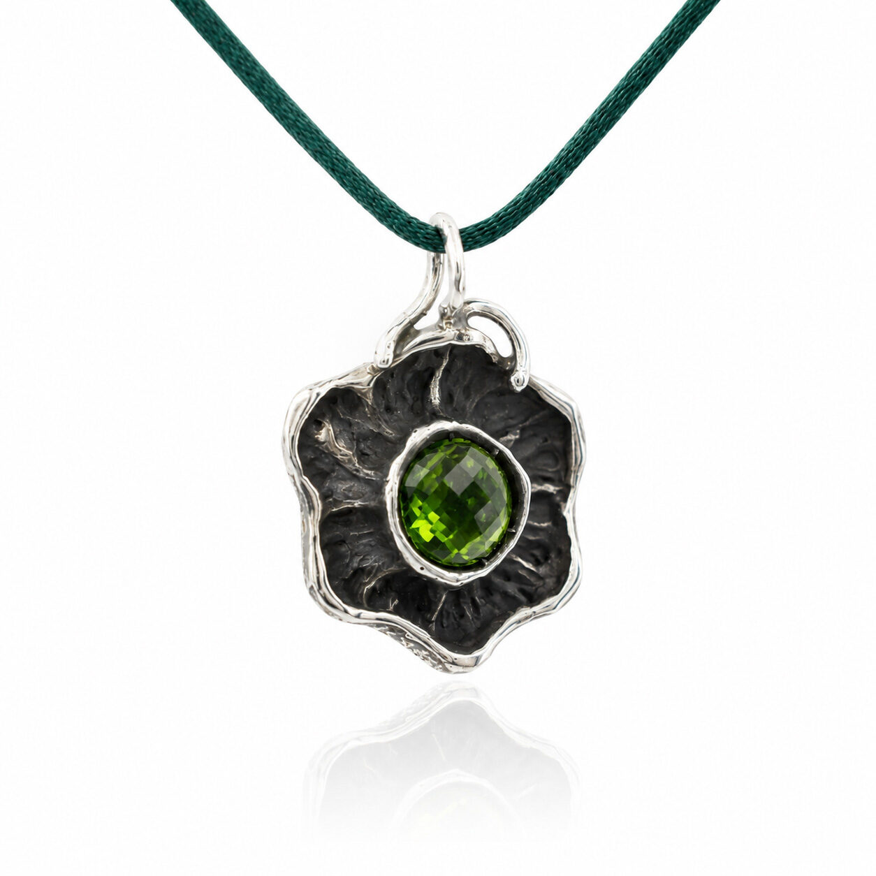 Anna Gioielli Pendenti Ciondolo Argento Fiore Zircone Verde 26mm